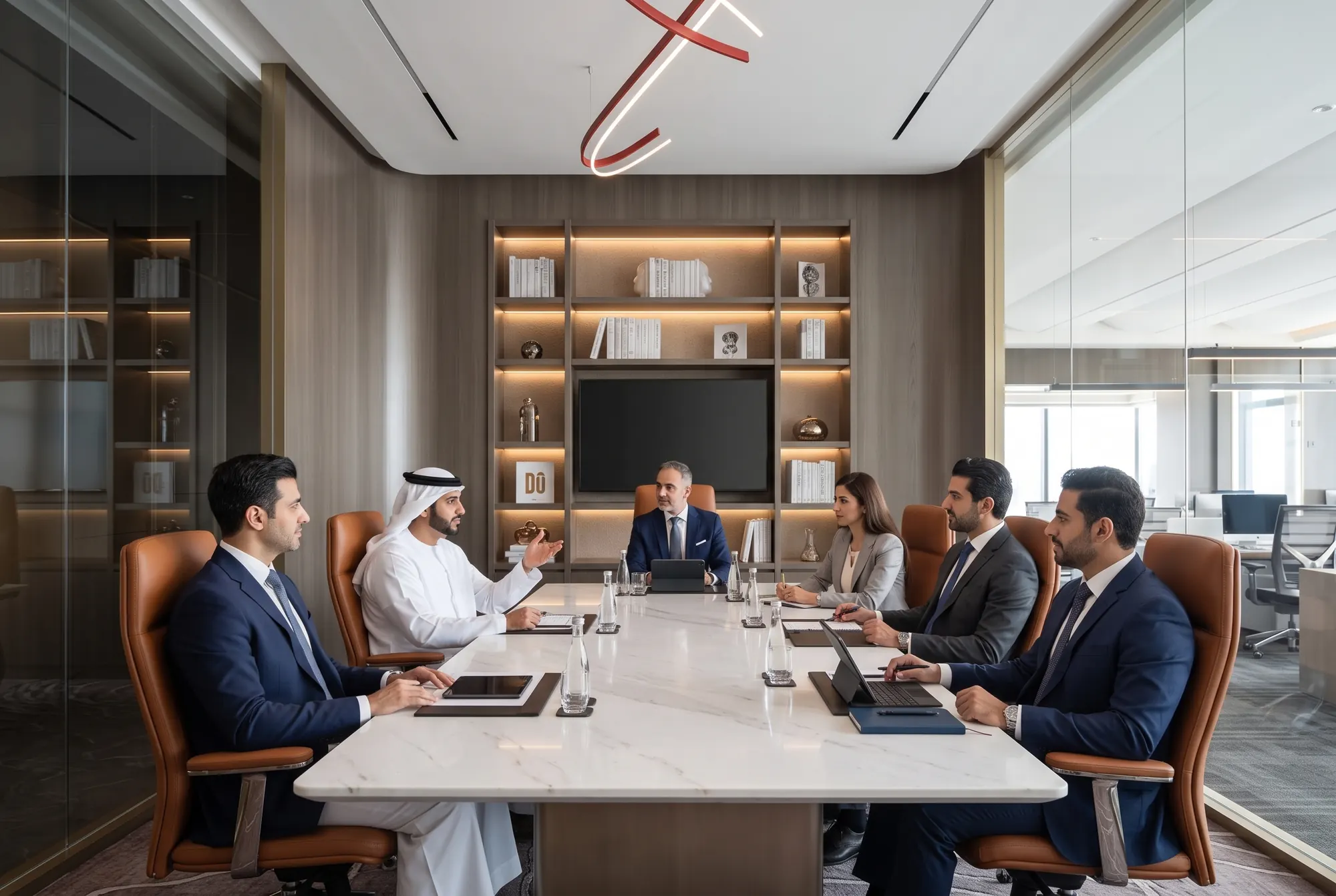 Wall panels: Boardroom. Wood-grain walls for a family office.