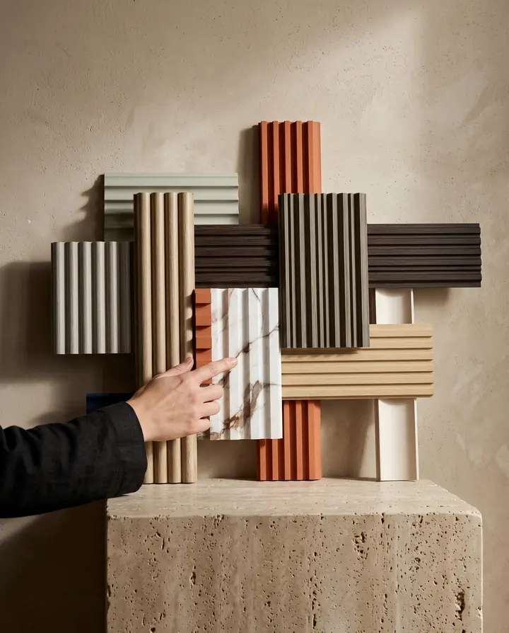 Wall panels: Profiles. Fluted, ribbed and flat finishes.