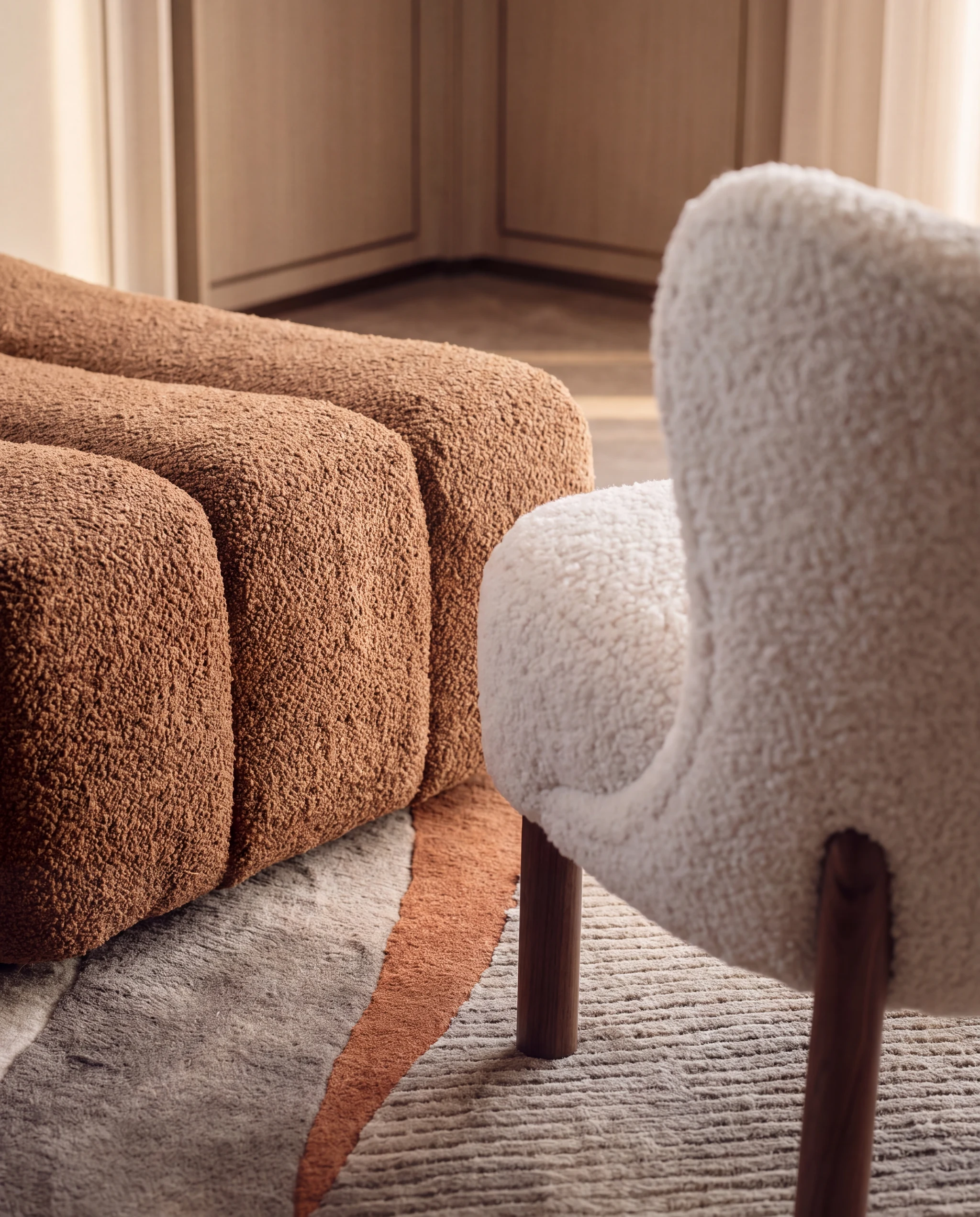 Detail: bouclé and shearling