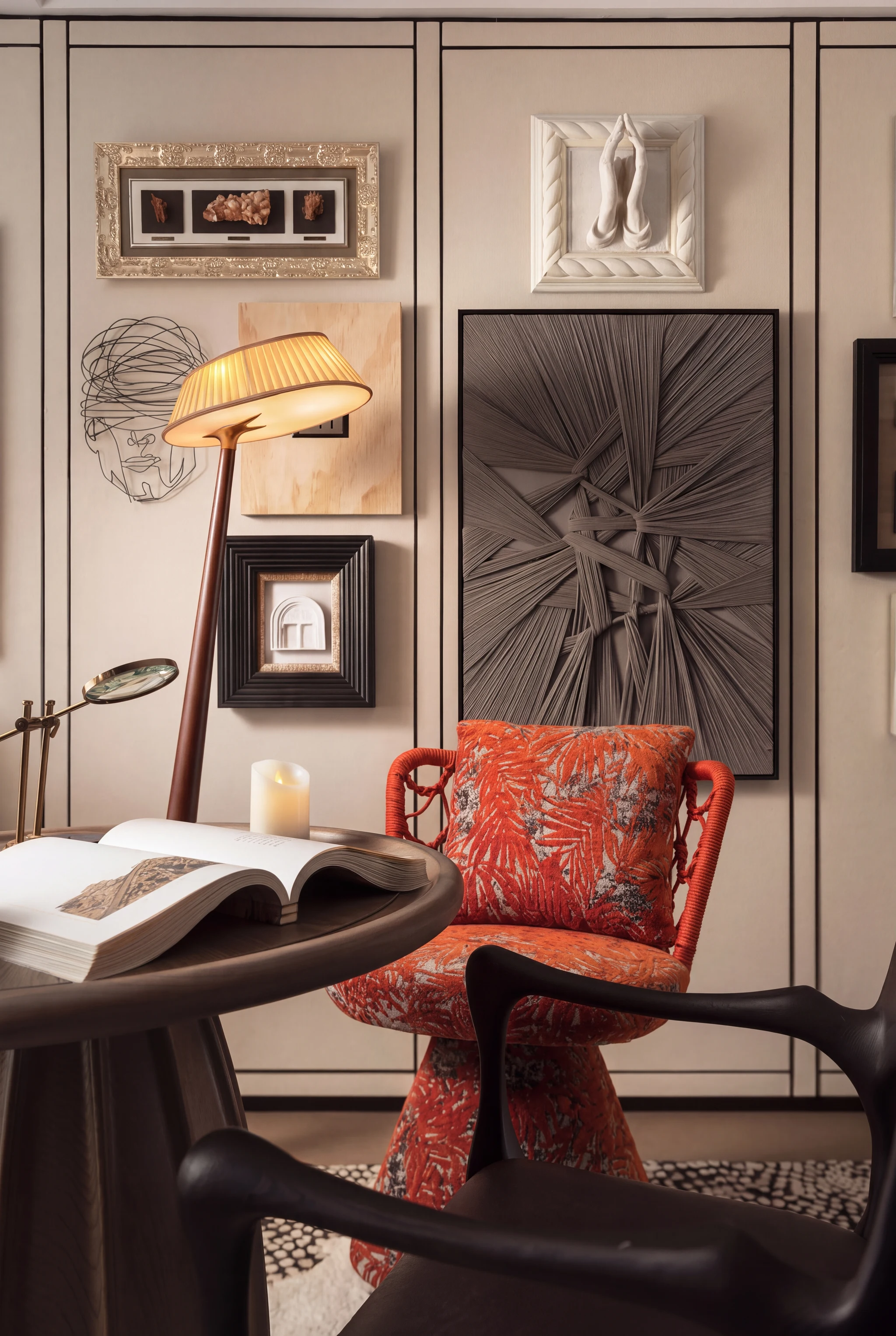 A gallery wall in the study