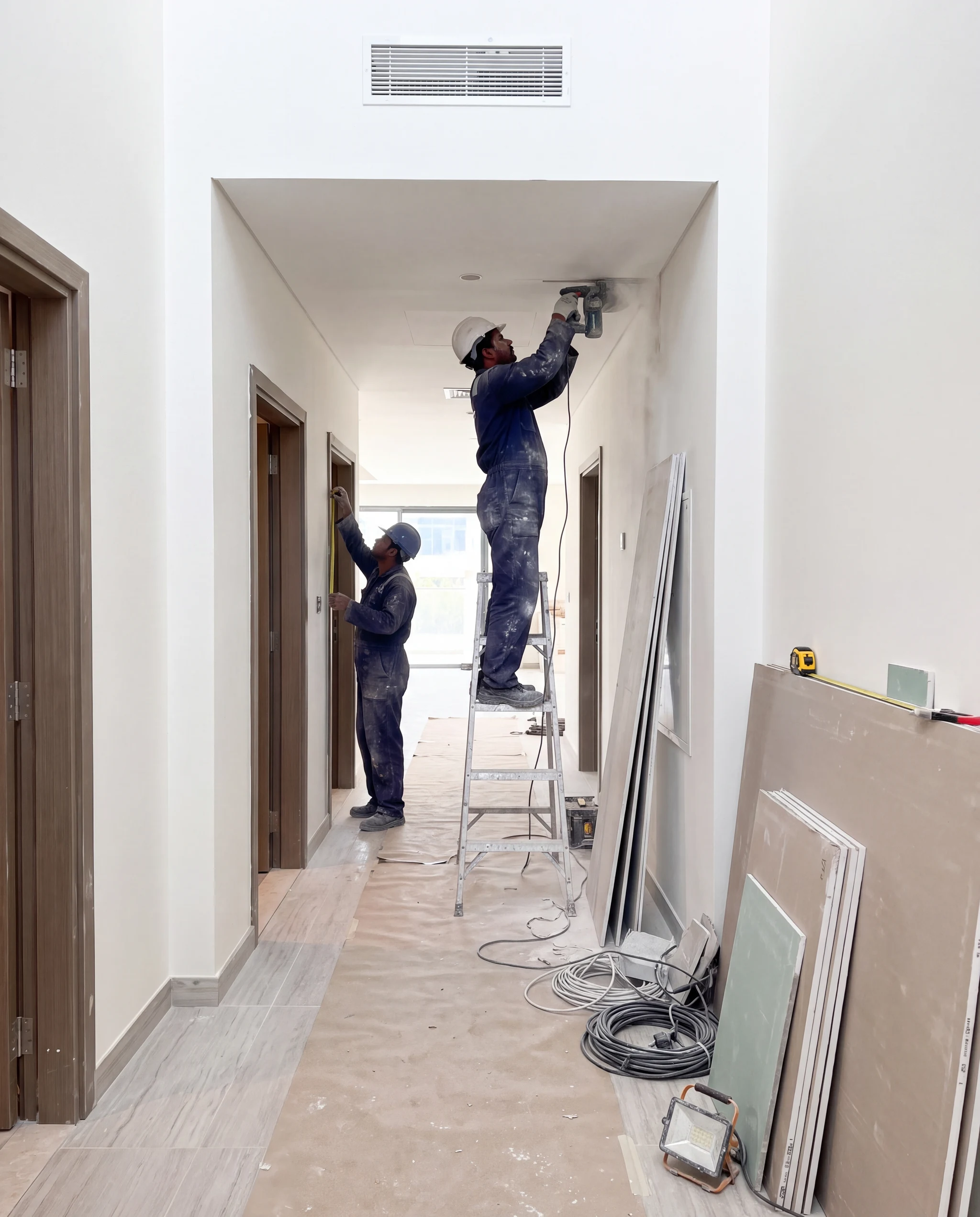Before: Corridor: ceiling works