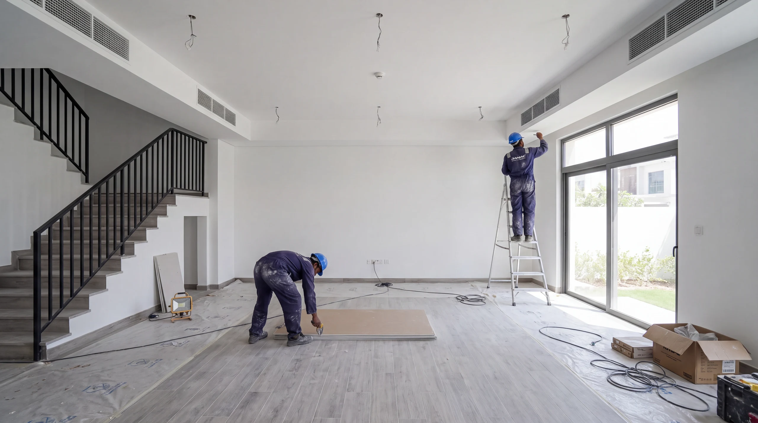 Before: Living room at handover, fit-out starting