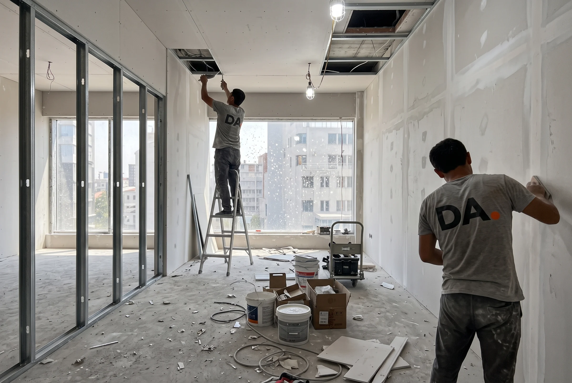 Before: Manager office during drywall works